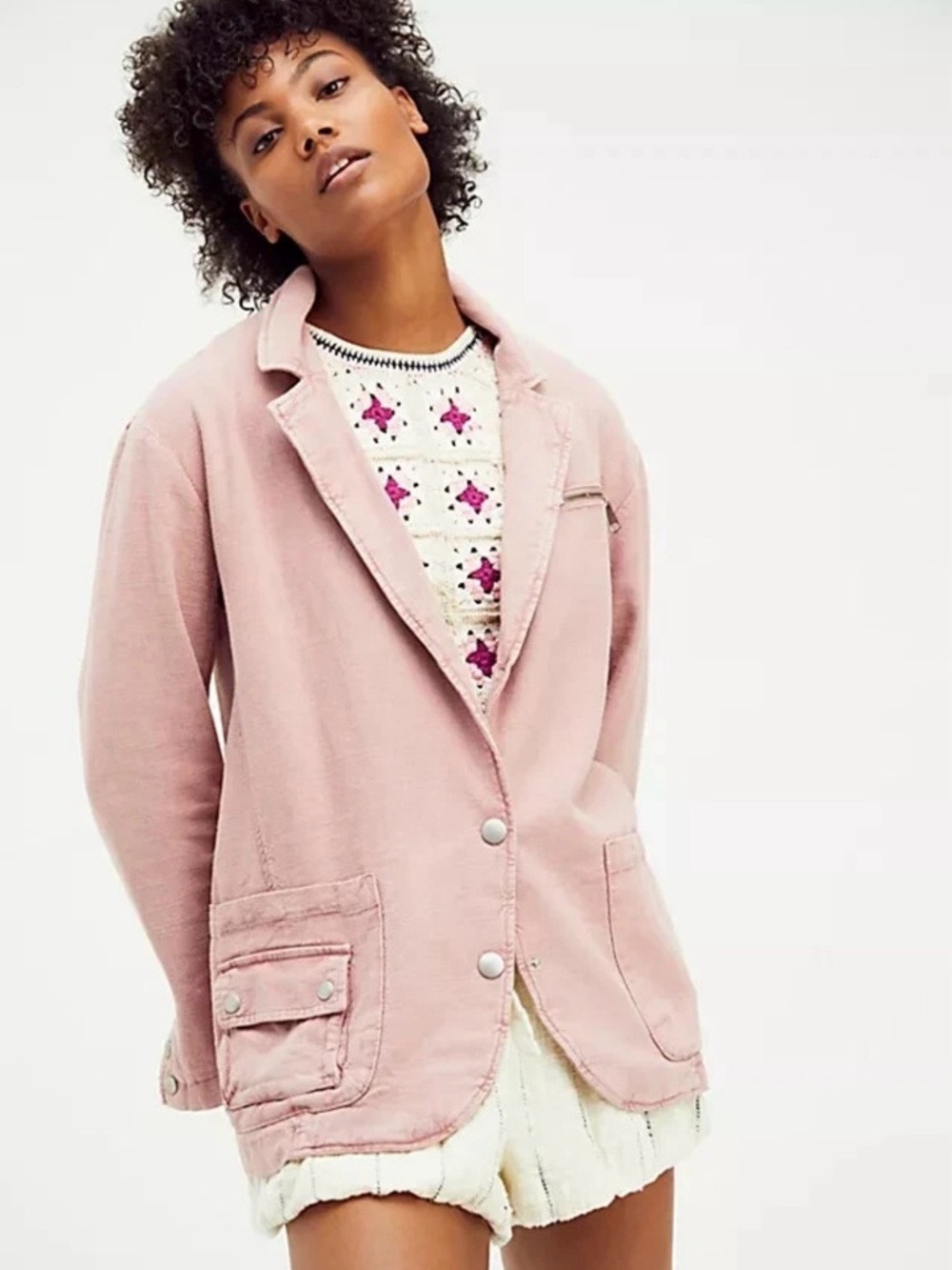 Free People We The Free Wandering Minds Blazer • Mauve Pink • (XS - Fits M)
